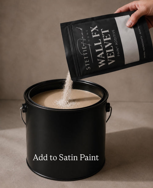 Wall FX Velvet paint additive and materials for creating a moisture-resistant textured wall finish.