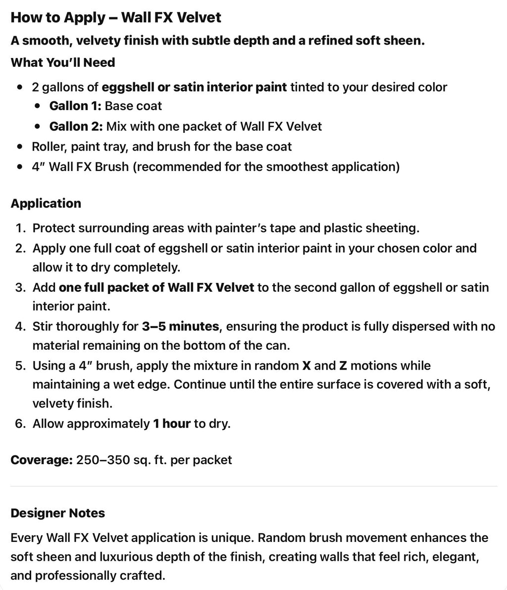 Wall FX Velvet – Moisture-Resistant Textured Paint Additive for Bathrooms & Kitchens