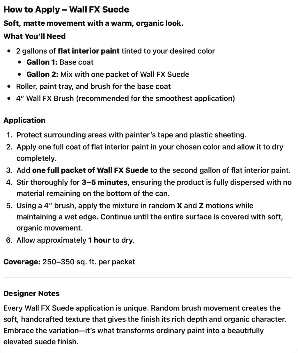 Wall FX Suede – Textured Paint Additive for DIY Suede Wall Finish