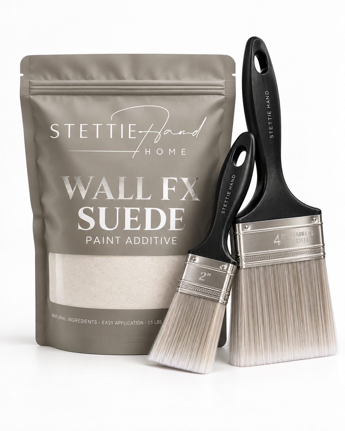 Wall FX Suede Starter Kit with suede texture additive and faux finish brushes.